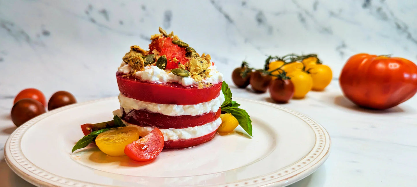 Chilled Tomato Stack With Cottage Cheese And Granola