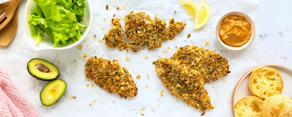 Gluten-Free Oven-Baked Crispy Chicken Cutlets With Savory + Seed Granola