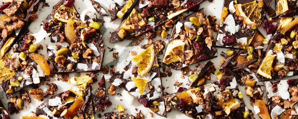 Elevated Orange Chocolate Bark With Coconut Flakes And Granola