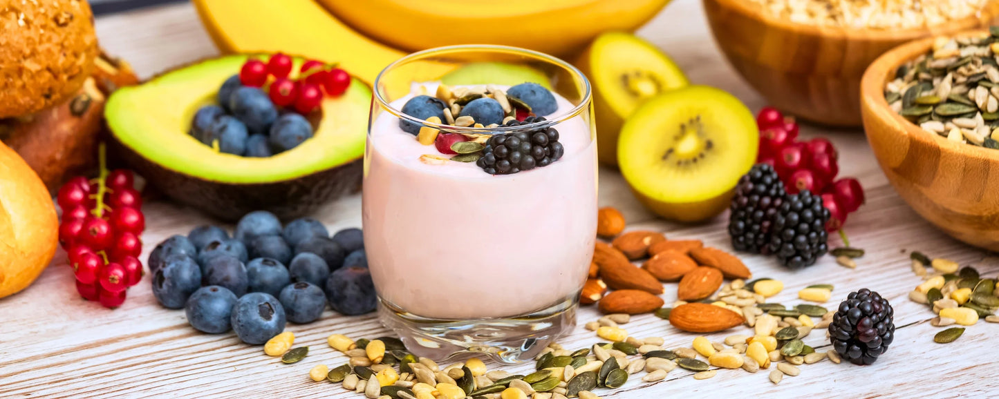 A Fruity Smoothie With Berries and Seeds on Top