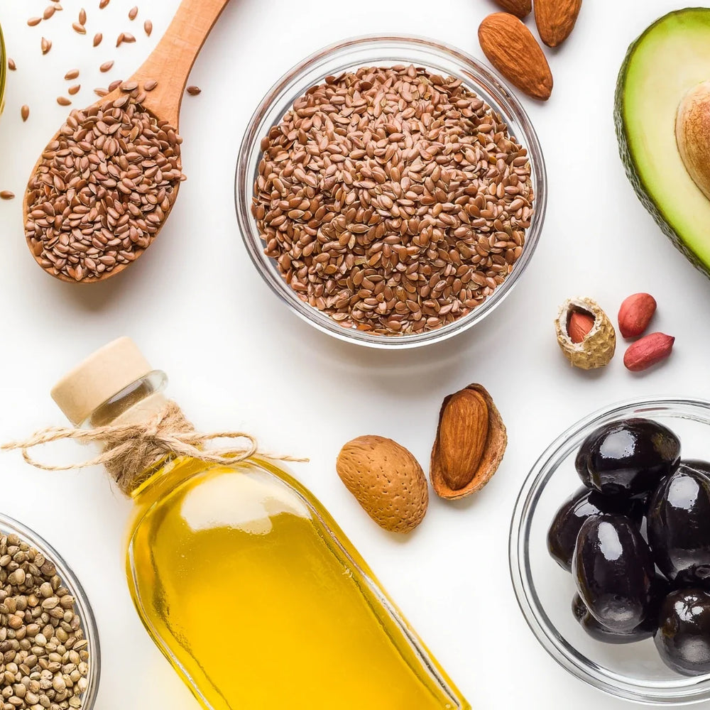Omega 3 vs Omega 6: Seeds, avocado, nuts, olive oil and more.