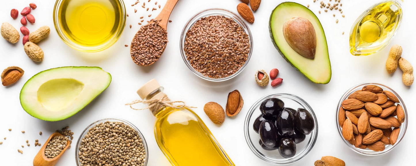 Omega 3 vs Omega 6: Seeds, avocado, nuts, olive oil and more.