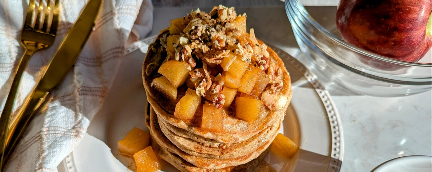 Gluten-Free Pancakes With Cinnamon Spiced Apple Compote