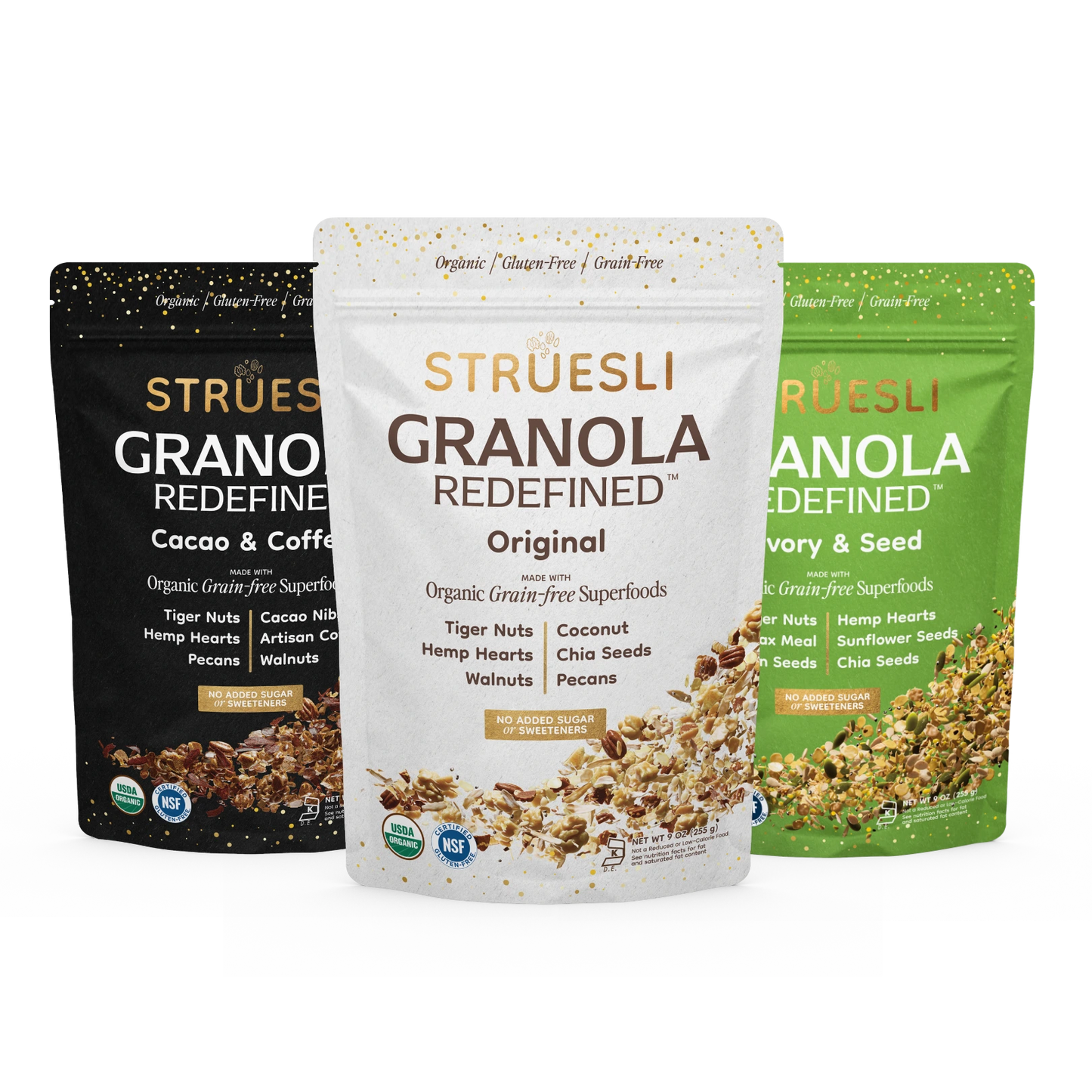 Struesli 3 Pack - Original, Cacao & Coffee, Savory & Seed