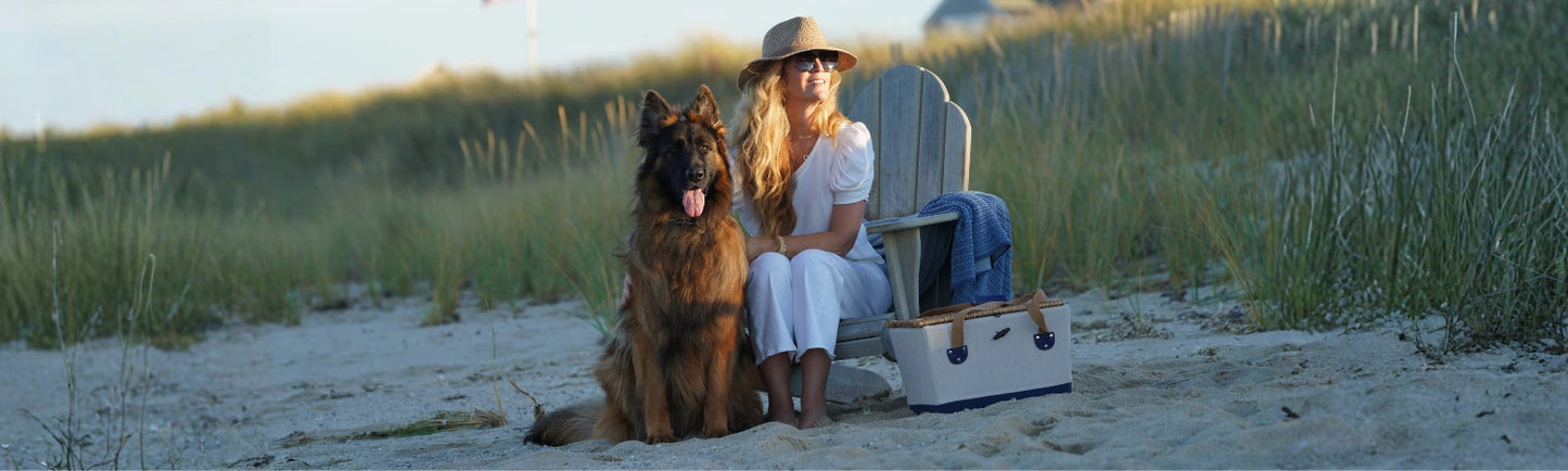 Adrienne Lufkin and her dog Simba in Nantucket