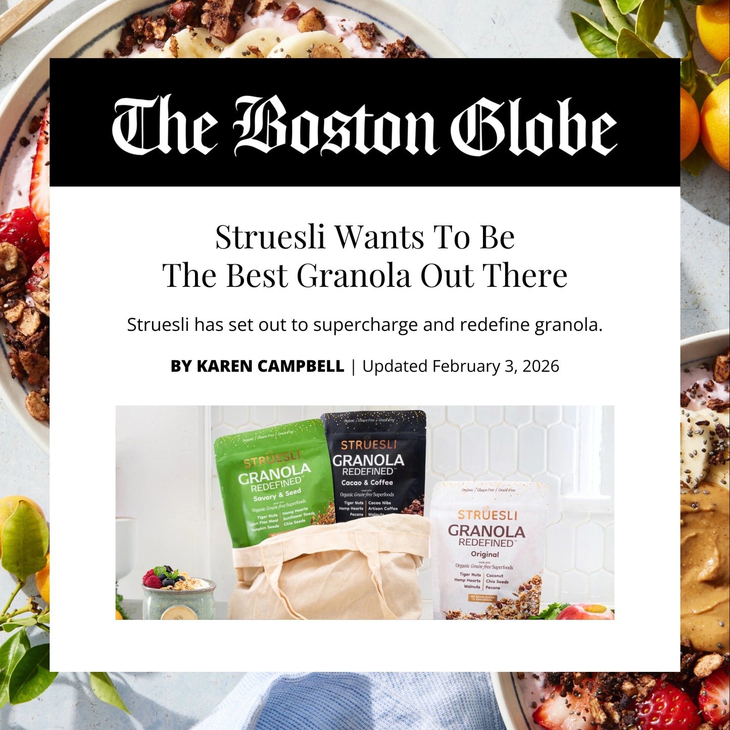 Struesli Wants To Be The Best Granola Out There - The Boston Globe