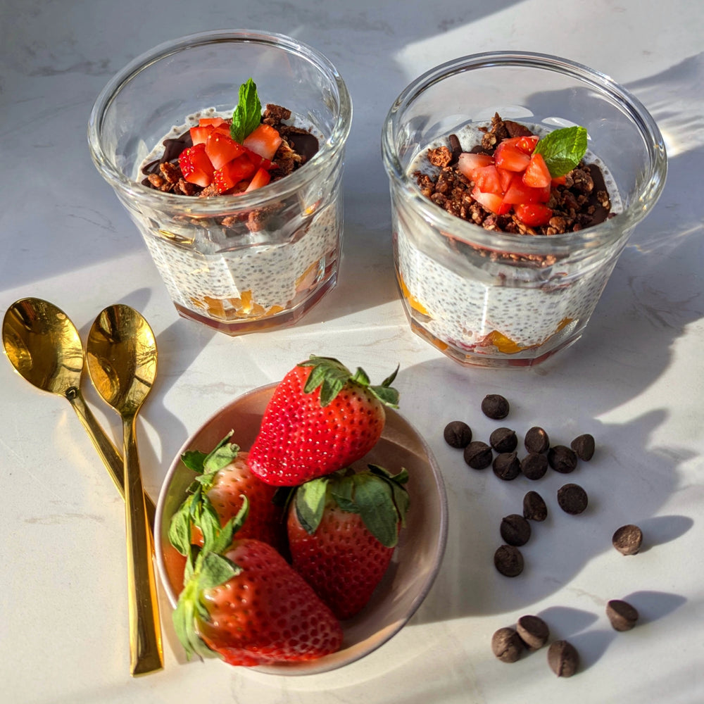 Chia Pudding Parfait With Granola Chocolate Shell