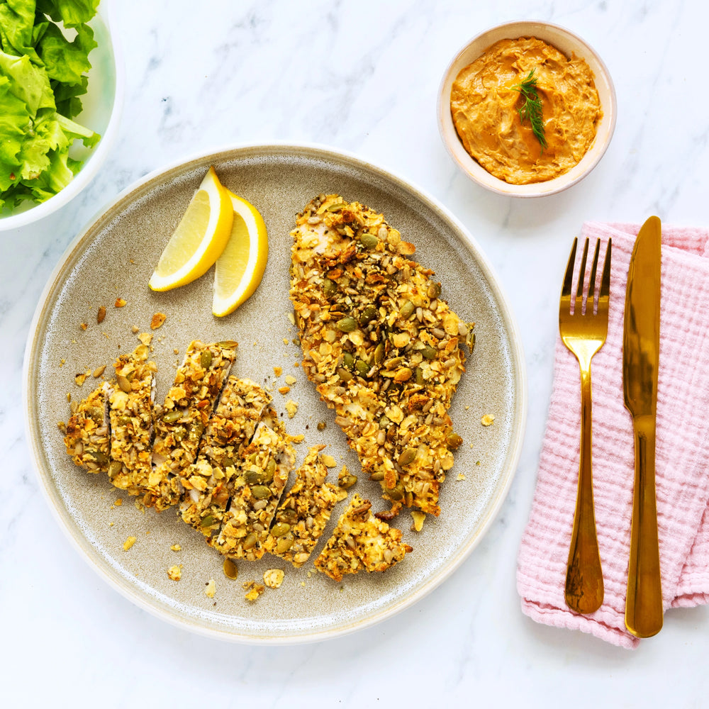 Gluten-free Oven-baked Chicken Cutlets with Granola Crust