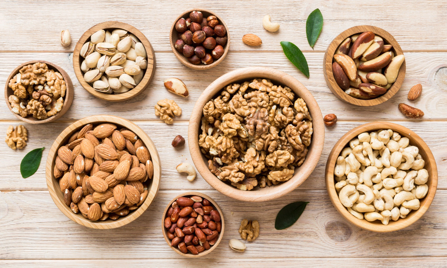 A variety of nuts offering healthy fats.