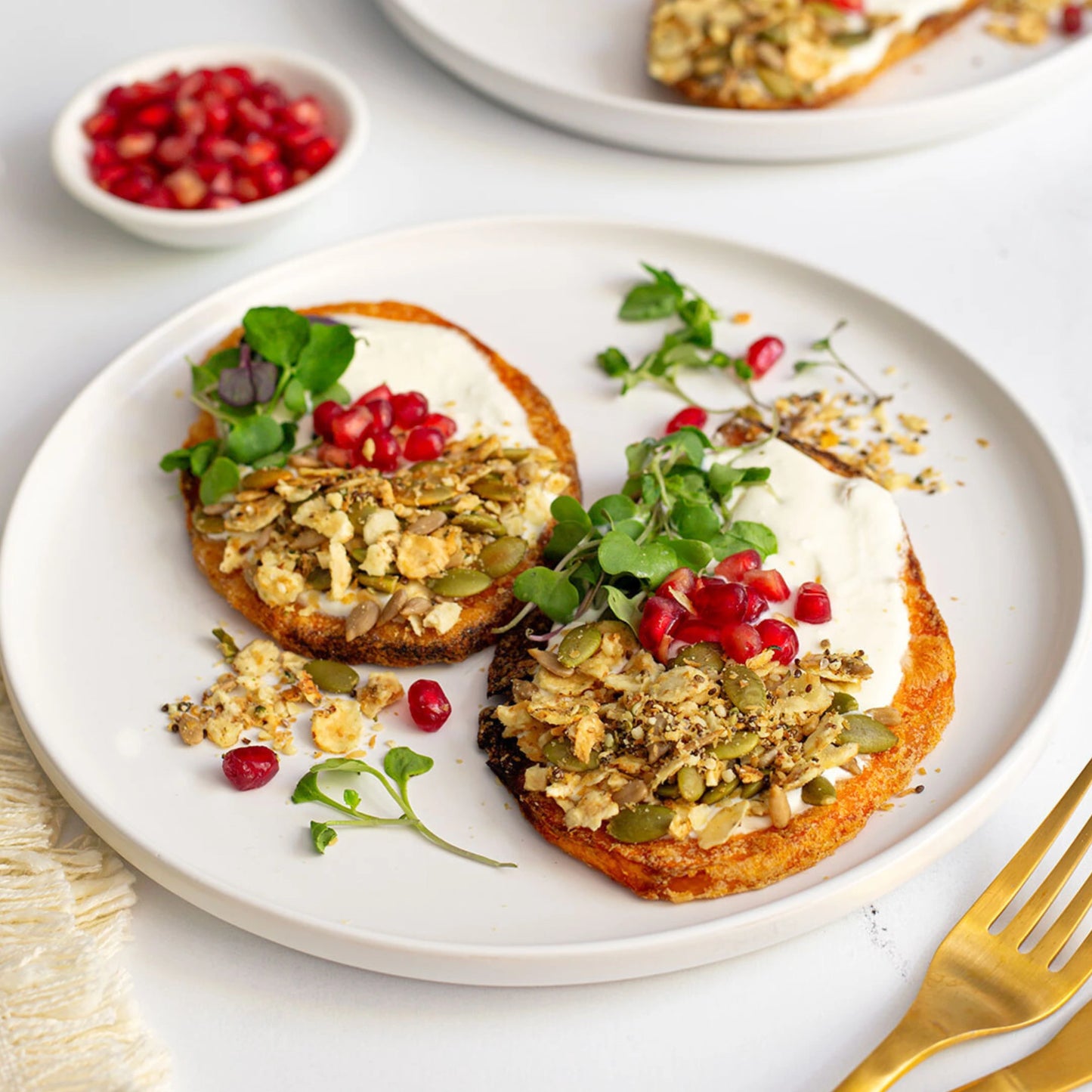 Sweet Potato Toasts With Whipped Feta And Savory Granola