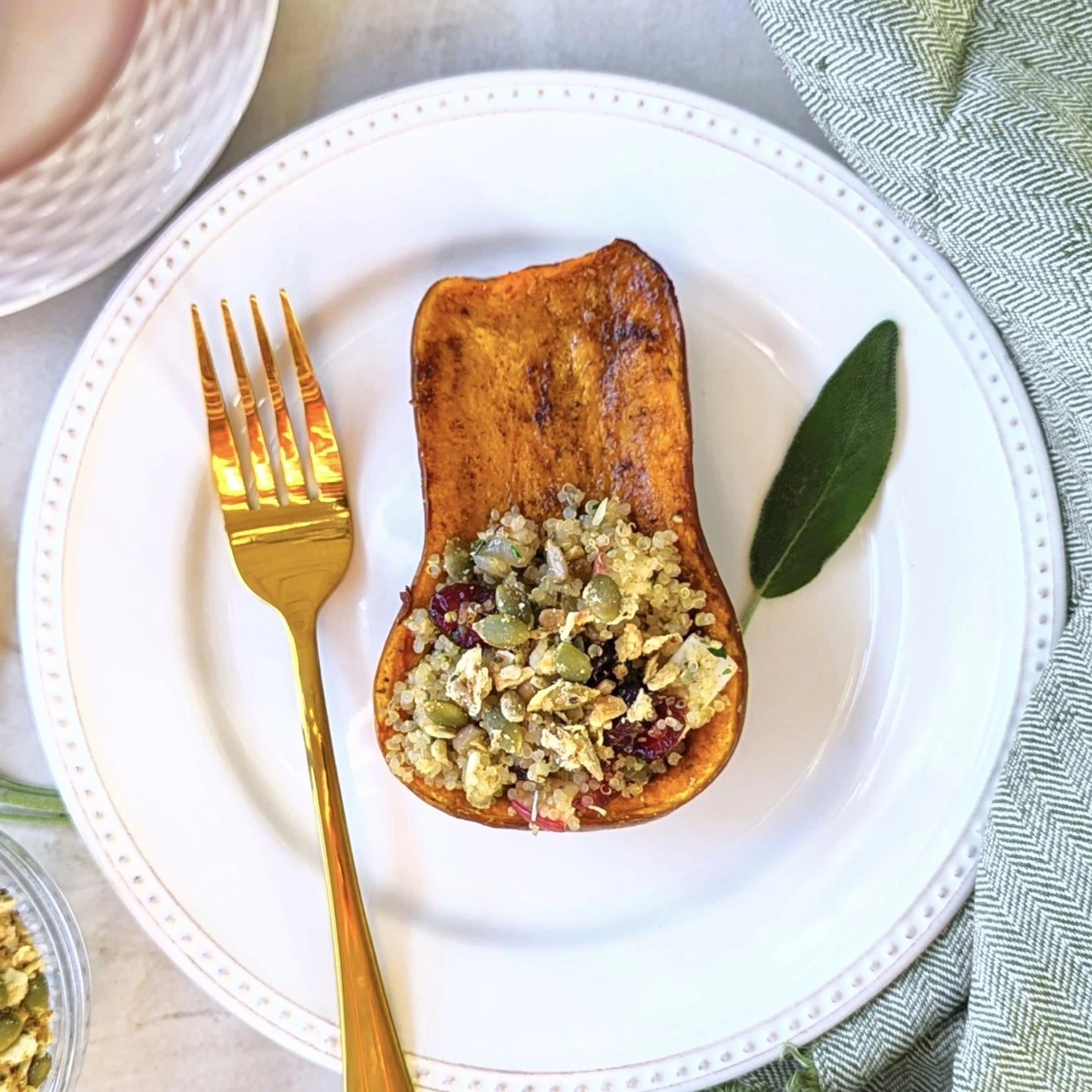 Vegan Honeynut Squash With  Ginger-Infused Quinoa and Granola